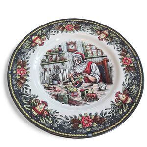 Royal Stafford Christmas Santa's Workshop Dinner Plates Set of 2 New 10.75"